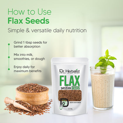Flax Seed 400g, Whole Linum Usitatissimum | Plant Fiber & Omega-3 ALA | Halal