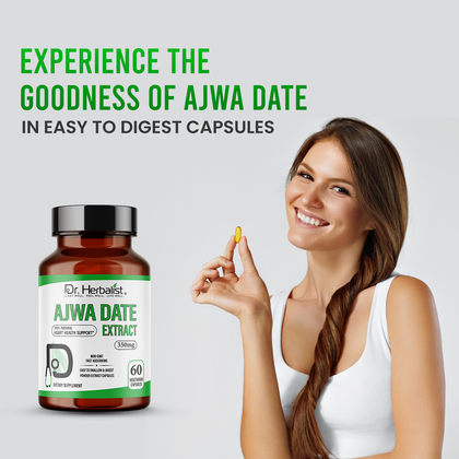 Ajwa Date Extract 350mg — Phoenix Dactylifera Capsules | Treasured in Traditional Wellness | Halal, Capsules