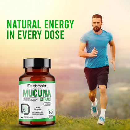 Mucuna Pruriens Extract 350mg, Kapikacchu, Velvet Bean | Supports Everyday Energy & Well-Being | Halal, 60 Capsules