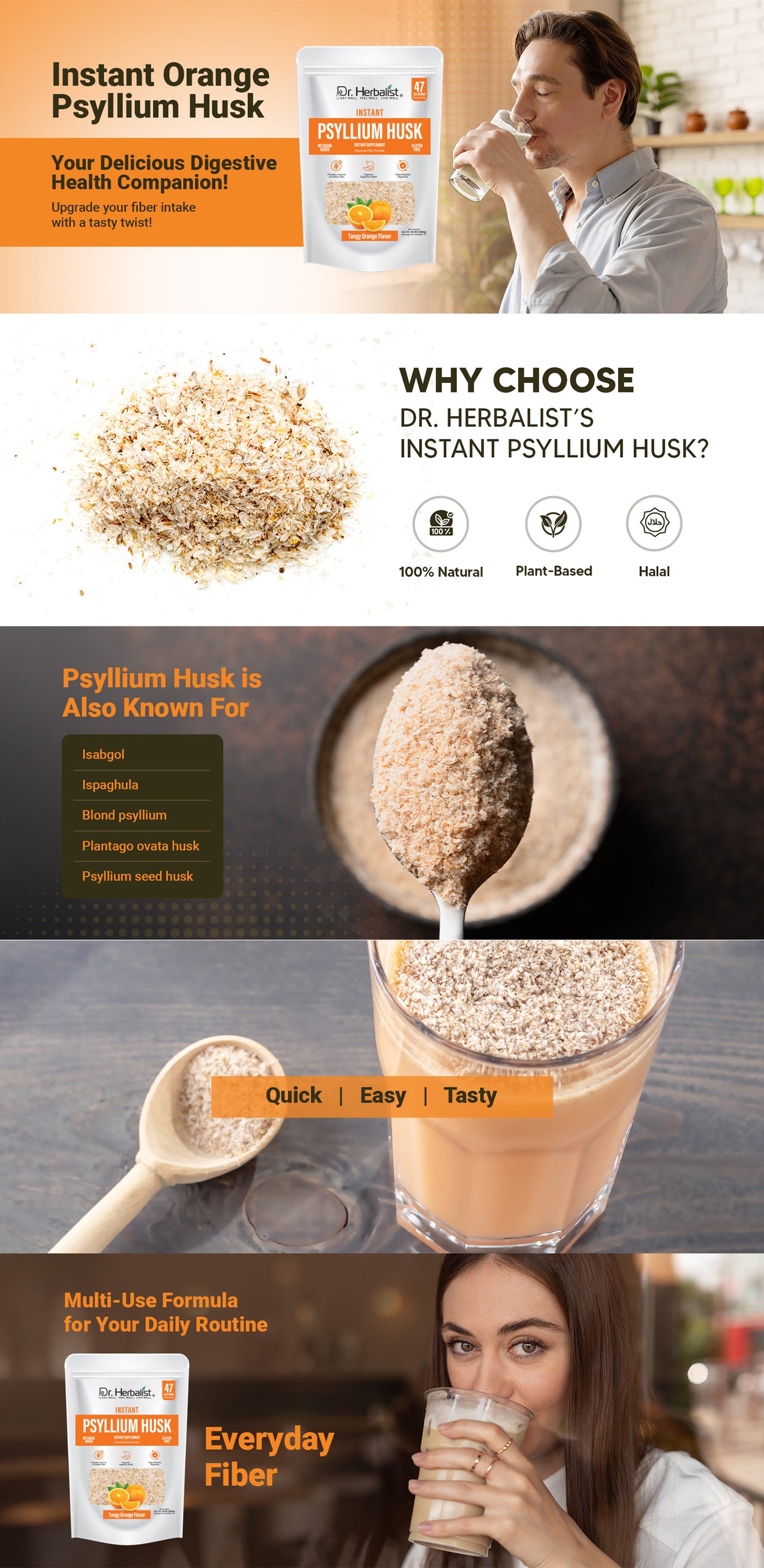 Fiber Duo: Instant Psyllium Drink Mix, Zesty Lemon + Orange | Two Flavors of Daily Plant-Based Fiber | Halal — feature 2