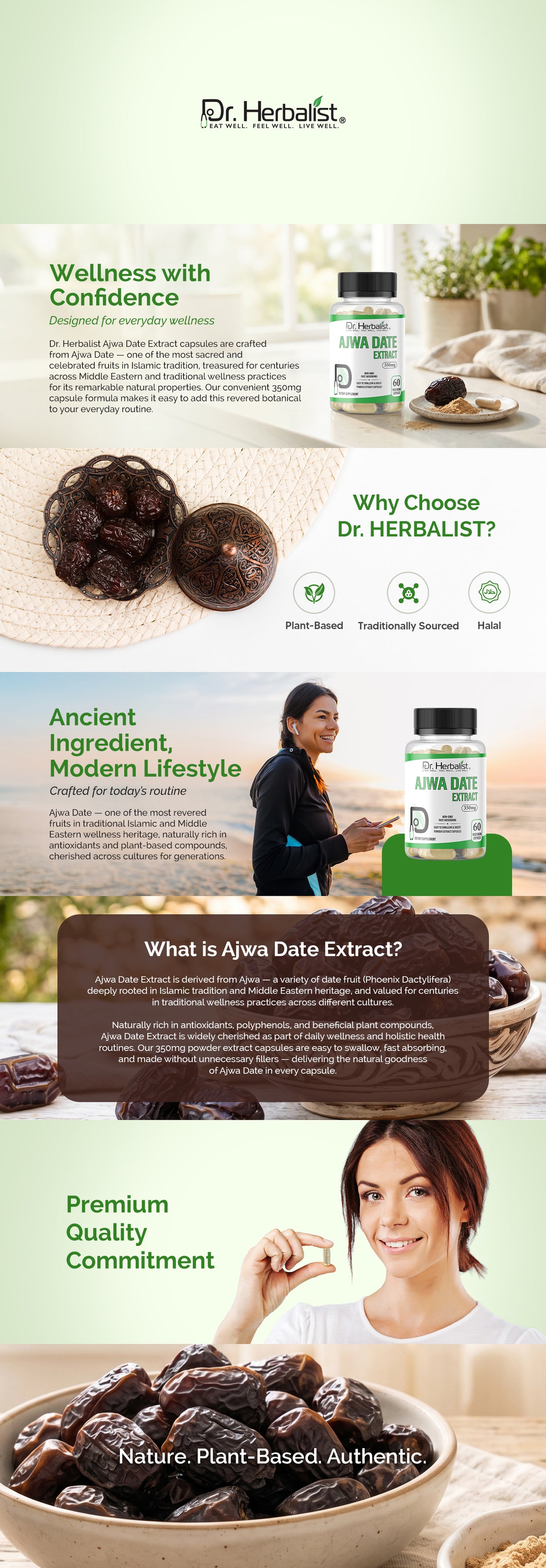 Ajwa Date Extract 350mg, Phoenix Dactylifera Capsules | Treasured in Traditional Wellness | Halal, Capsules — feature 1