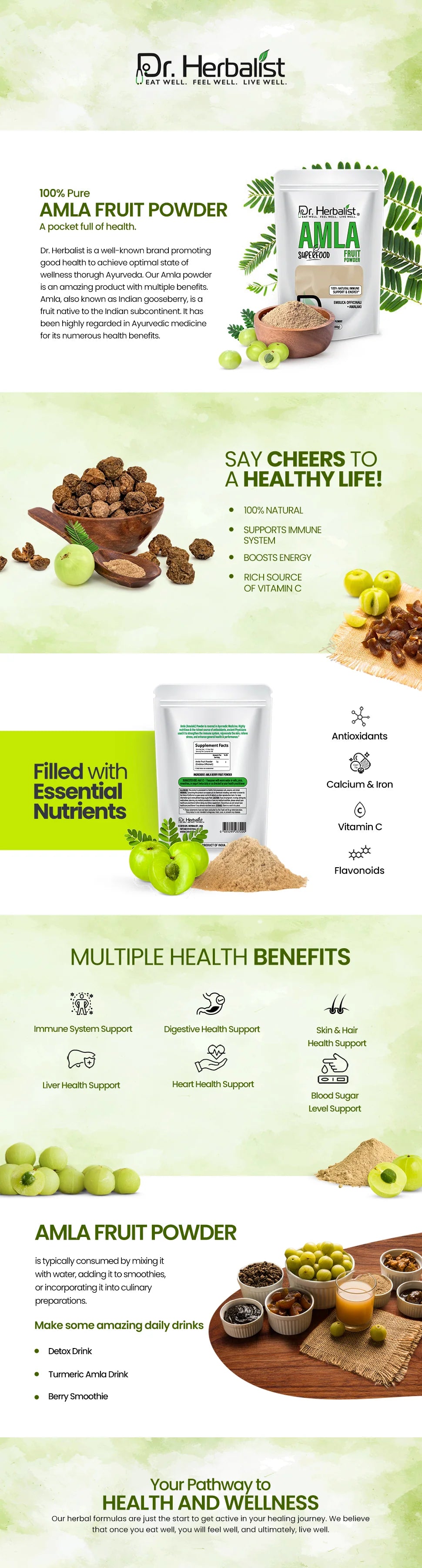 Amla Powder 200g — Single-Ingredient Indian Gooseberry | Natural Vitamin C for Immune, Hair & Skin | Halal, No Fillers — feature 1