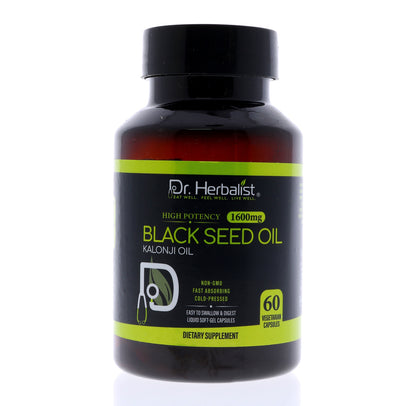 Black Seed Oil Capsules 1600mg, Extra Strength Cold-Pressed Nigella Sativa | Immune & Antioxidant Support | 60 Halal Softgels
