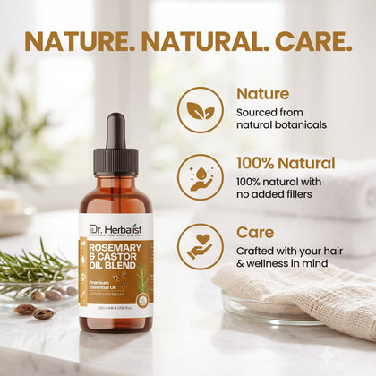 Dr. Herbalist Rosemary & Castor Oil Blend 120mL | Multipurpose Oil for Hair, Scalp & Skin Care