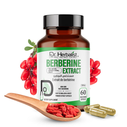 Berberine Extract 500mg — Plant Alkaloid (Berberis) | Treasured in Traditional Wellness | Halal, 60 Capsules