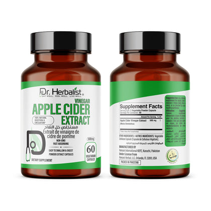 Apple Cider Vinegar Capsules 500mg — ACV, No Sour Taste | Treasured in Traditional Wellness | Halal, Capsules