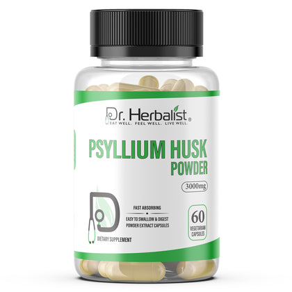 Psyllium Husk Extract Capsules 500mg, Plantago Ovata Fiber | Supports Digestive Regularity | Halal, 60 Veg Caps