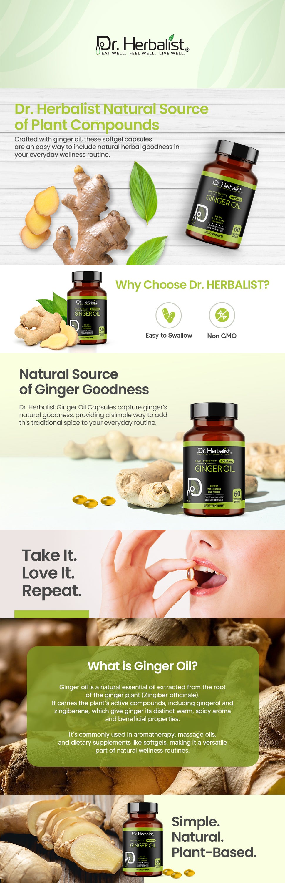 Ginger Oil Capsules 1600mg, Zingiber Officinale, Gingerols | No Spicy Burn | 60 Halal Softgels — feature 1