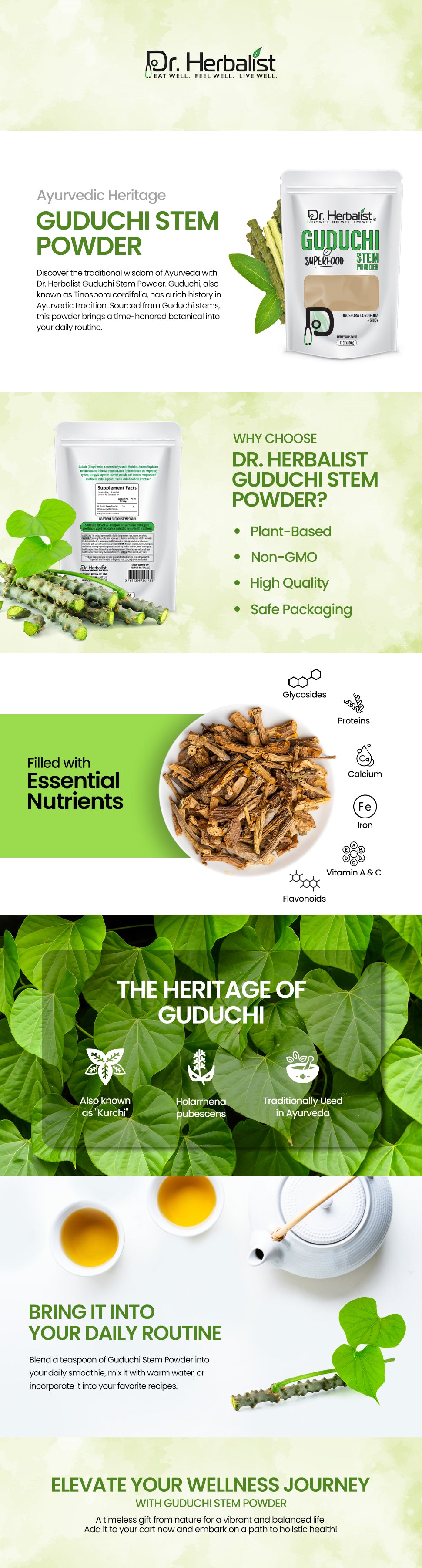 Guduchi (Giloy) Powder 200g, Single-Ingredient Tinospora Cordifolia (Amrita) | Supports Digestive Wellness | Halal, No Fillers — feature 1