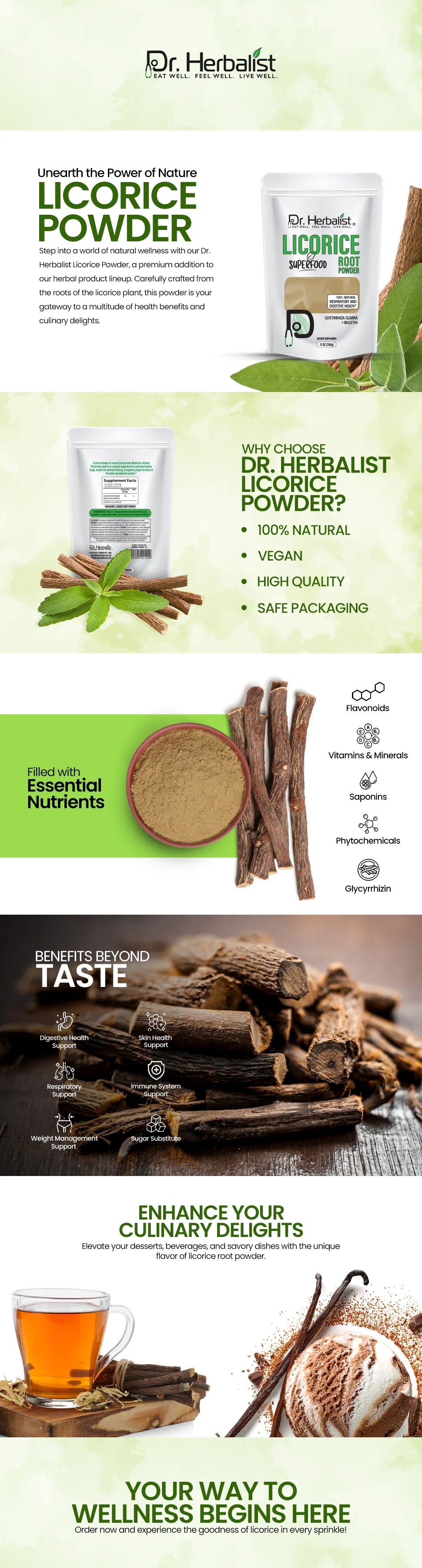 Licorice Root Powder 200g — Single-Ingredient Glycyrrhiza Glabra (Mulethi) | Naturally Sweet | Halal, No Fillers — feature 1