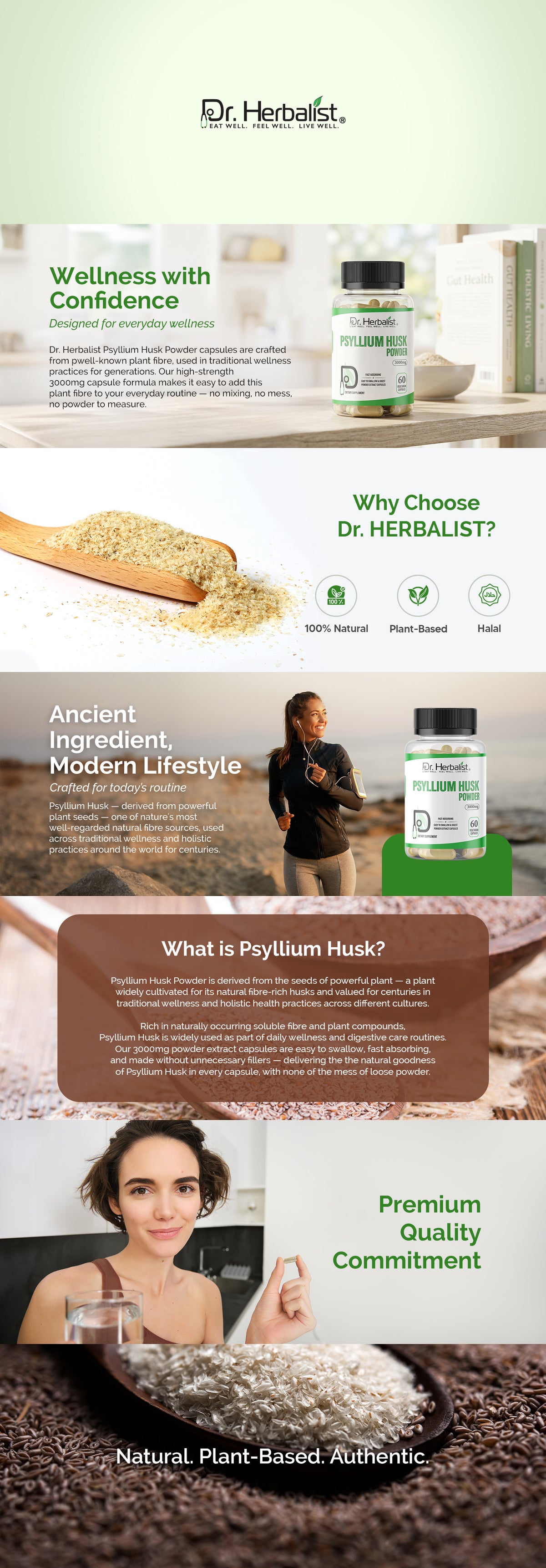 Psyllium Husk Extract Capsules 500mg, Plantago Ovata Fiber | Supports Digestive Regularity | Halal, 60 Veg Caps — feature 1