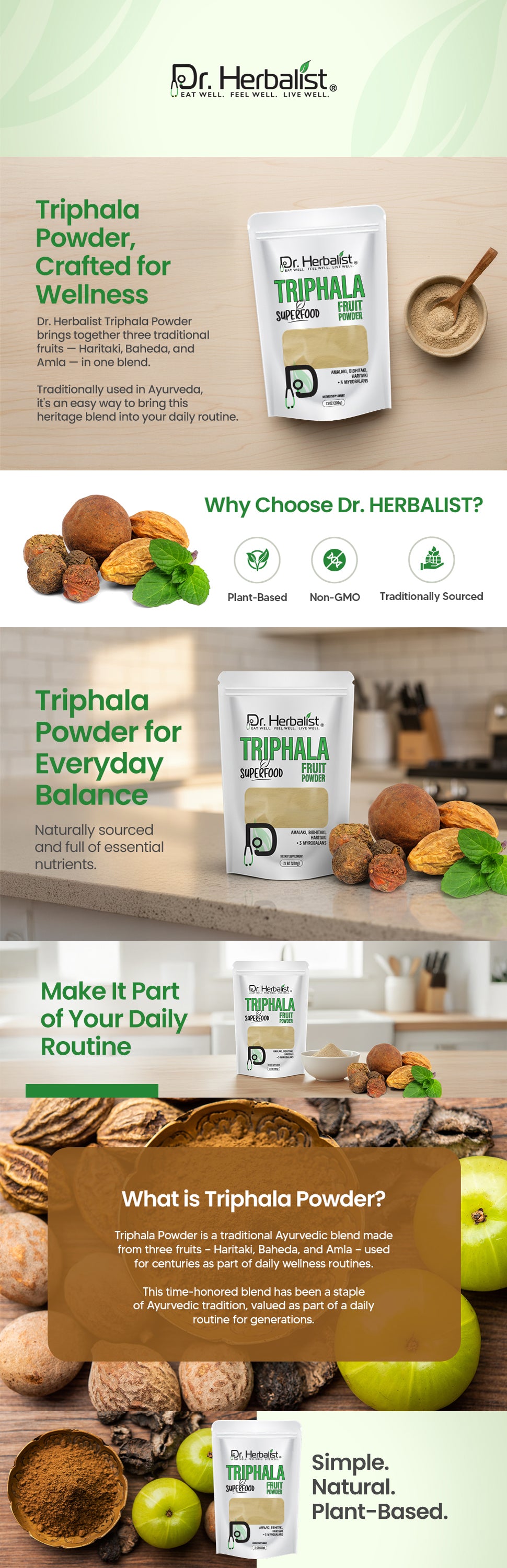 Triphala Powder 200g, Single-Blend Amla, Bibhitaki & Haritaki (Three-Fruit Blend) | Digestive Wellness | Halal, No Fillers — feature 1