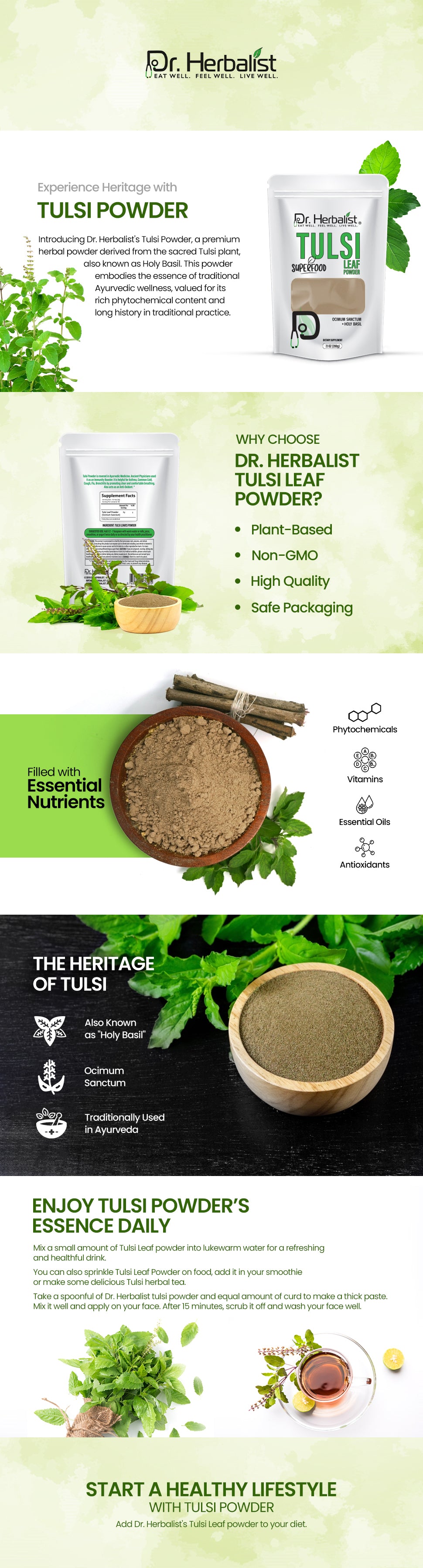 Tulsi (Holy Basil) Powder 200g, Single-Ingredient Ocimum Tenuiflorum | Stress Support | Halal, No Fillers — feature 1