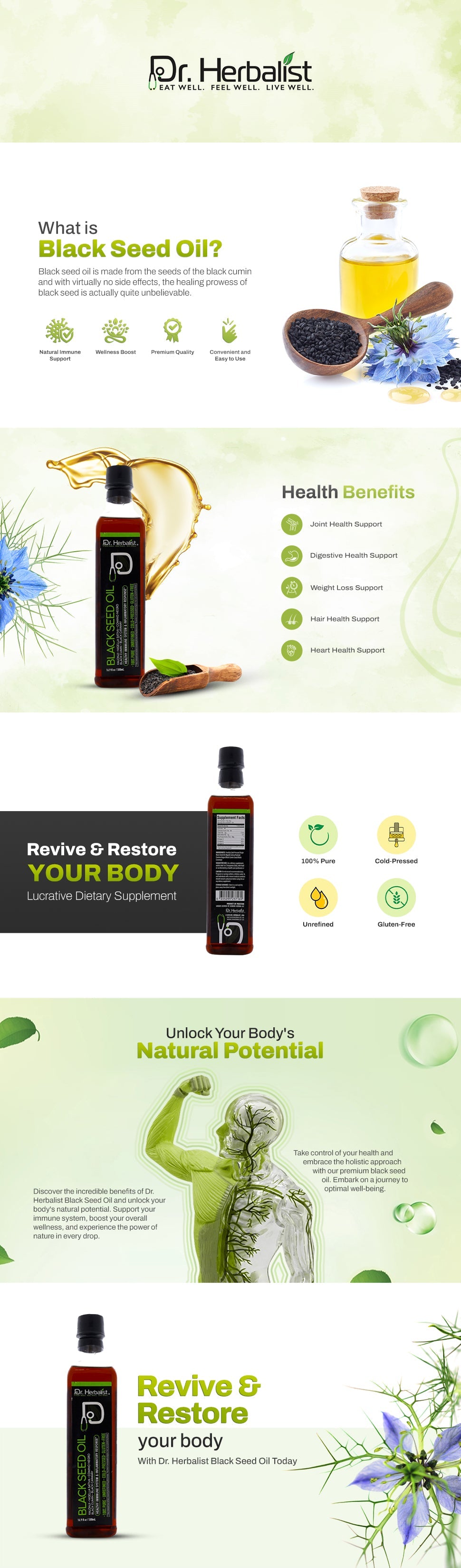 Black Seed Oil 500mL, Cold-Pressed Nigella Sativa (Kalonji) | Immune & Everyday Wellness | Halal — feature 1