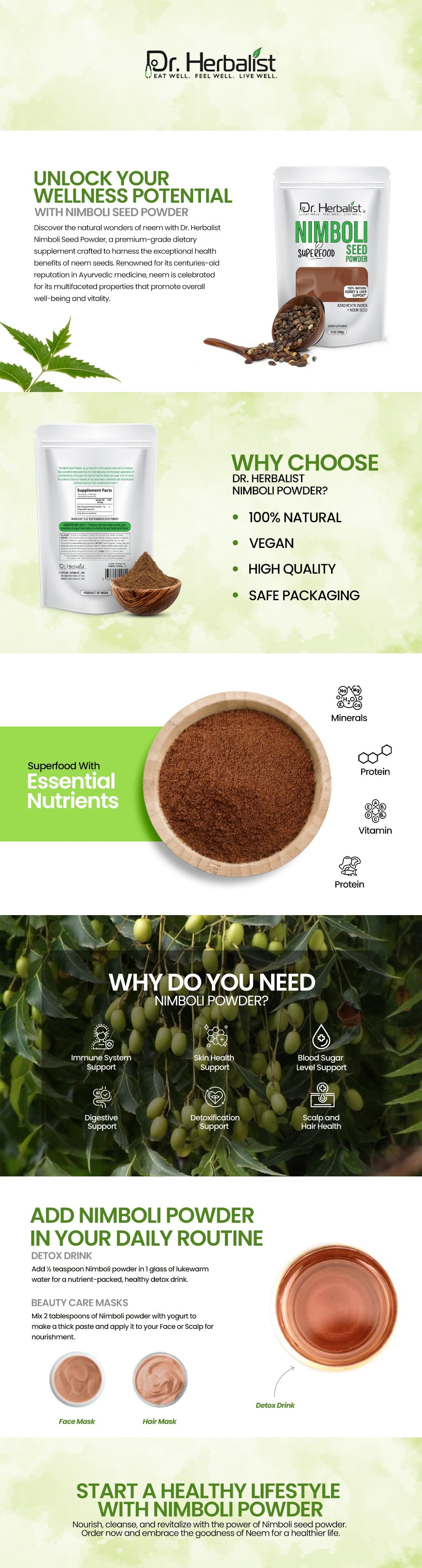 Nimboli Powder 200g, Single-Ingredient Azadirachta Indica (Neem Fruit) | DIY & Topical | Halal, No Fillers — feature 1
