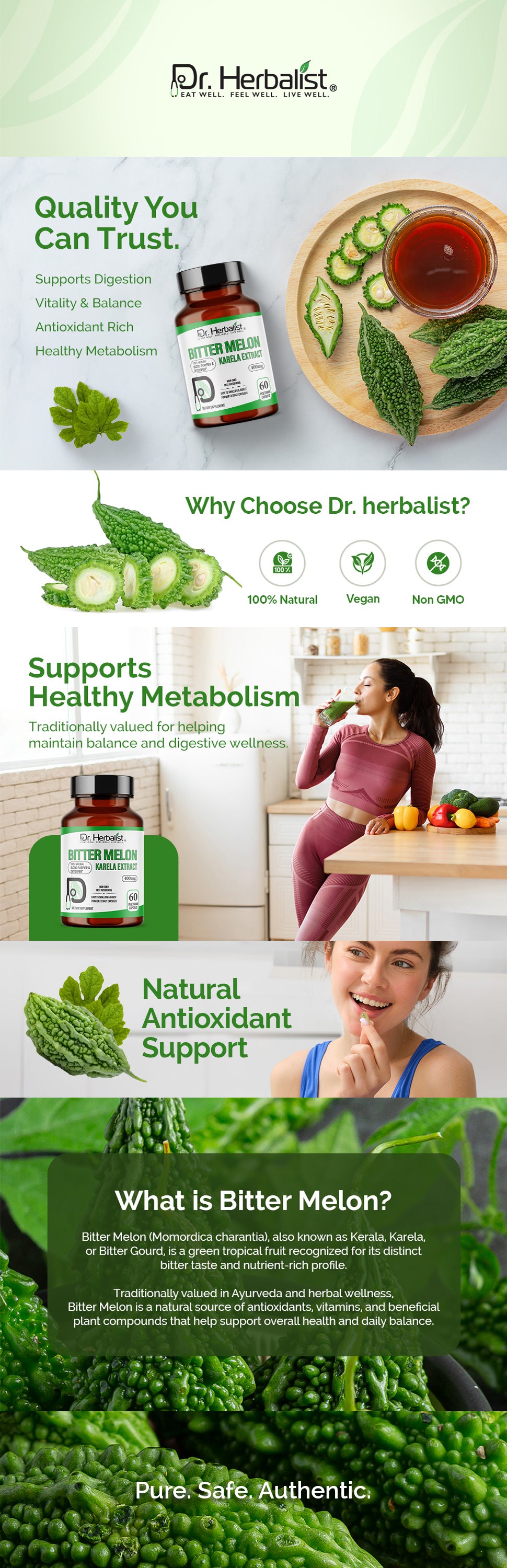 Karela (Bitter Melon) Extract 400mg — Momordica Charantia | Traditionally Supports Digestive Wellness | Halal, Capsules — feature 1