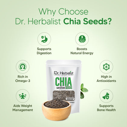 Chia Seeds 400g — Raw Salvia Hispanica | Plant Fiber & Omega-3 ALA | Halal