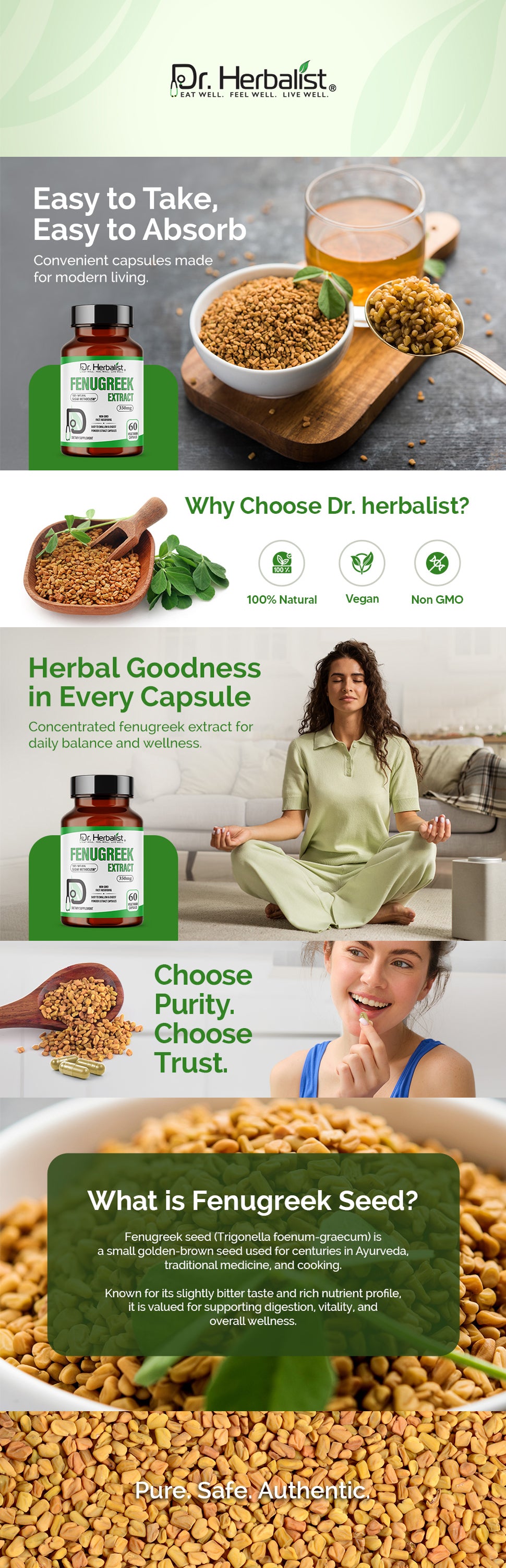 Fenugreek Capsules 350mg (Methi) — Trigonella Foenum-Graecum | Traditionally Supports Digestive Wellness | Halal, Capsules — feature 1