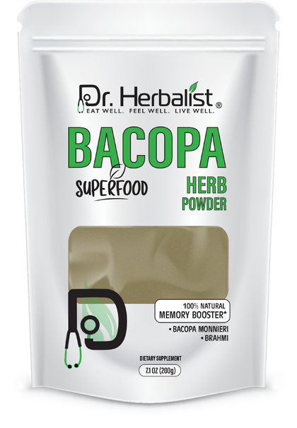 Bacopa Powder 200g — Single-Ingredient Bacopa Monnieri (Brahmi) | Calm, Focus & Stress Support | Halal, No Fillers