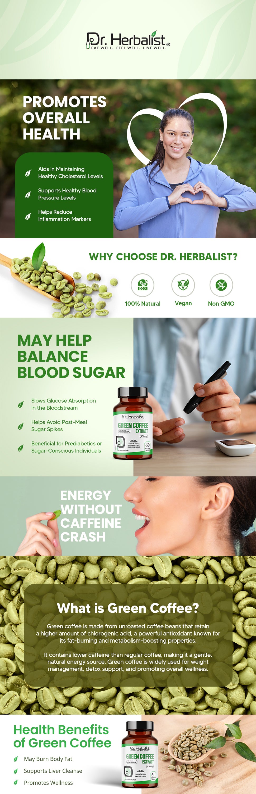 Green Coffee Bean Extract 450mg — Coffea Arabica, Unroasted | Naturally Rich in Chlorogenic Acid | Halal, 60 Capsules — feature 1