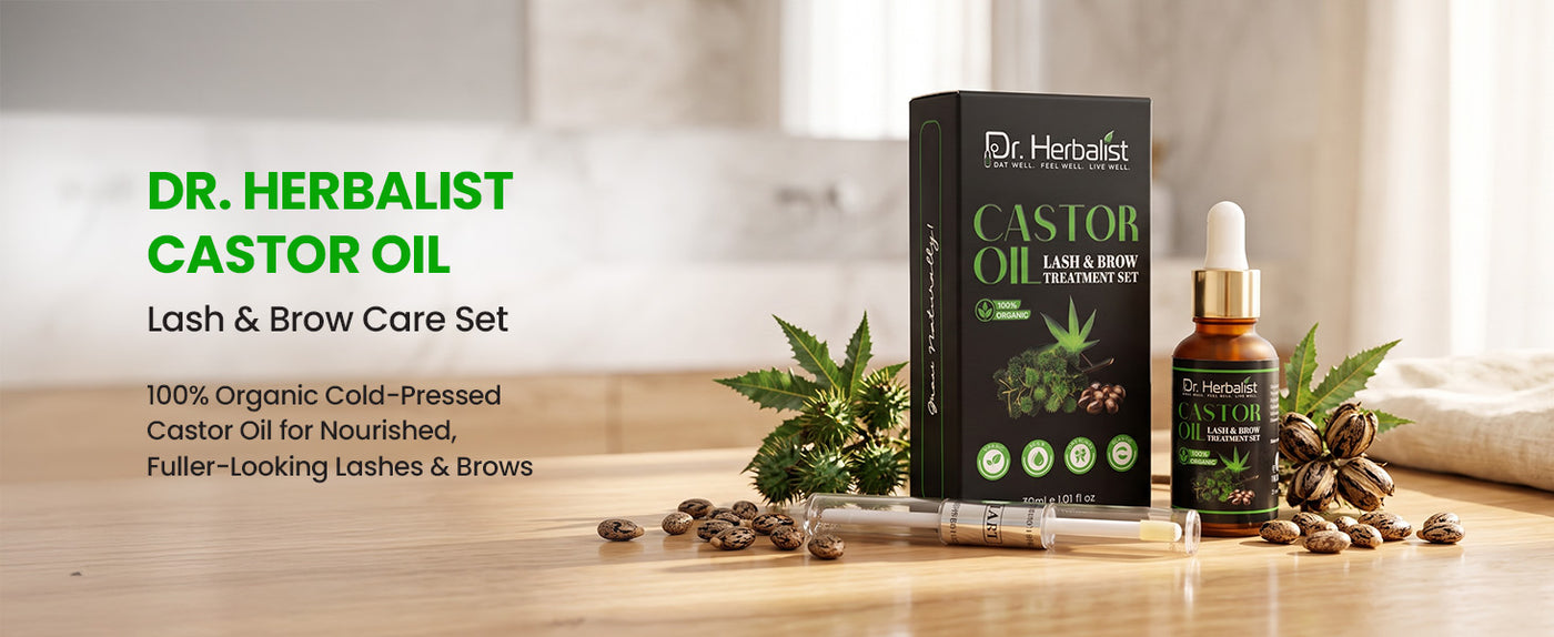 Castor Oil Lash & Brow Serum Set 30ml, Cold-Pressed Castor Oil with Applicator | Nourishes Lashes & Brows | Halal — feature 1