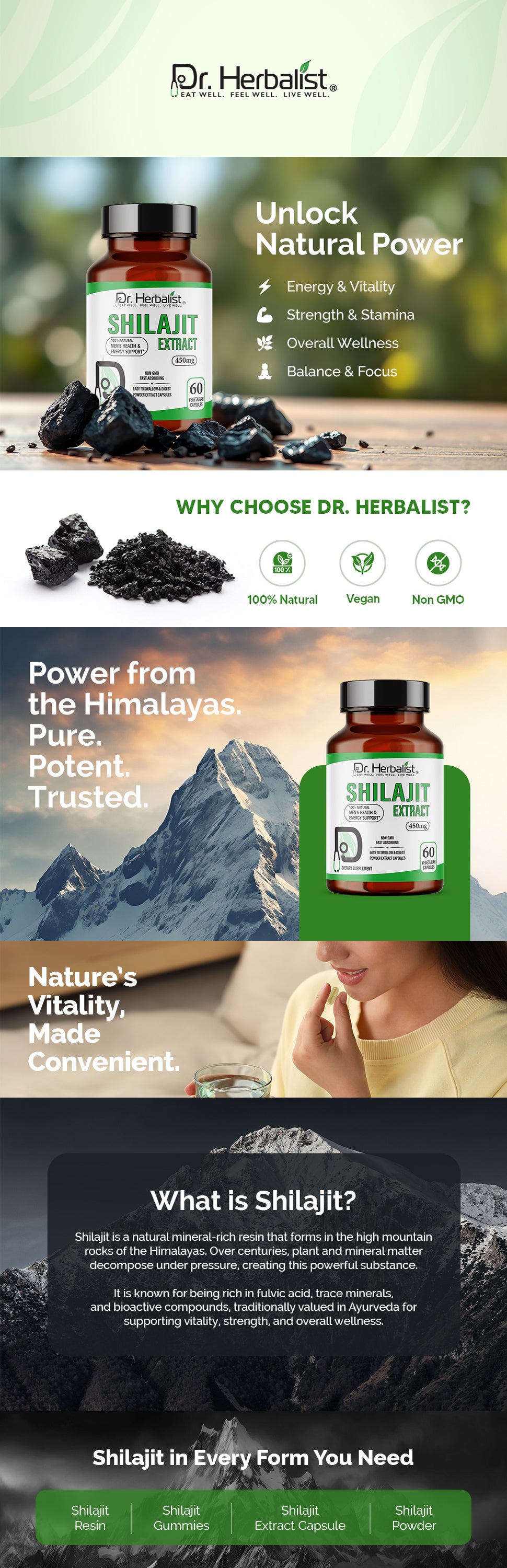 Shilajit Capsules 450mg — Purified Himalayan with Fulvic Acid | Supports Everyday Energy & Vitality | Halal, Capsules — feature 1