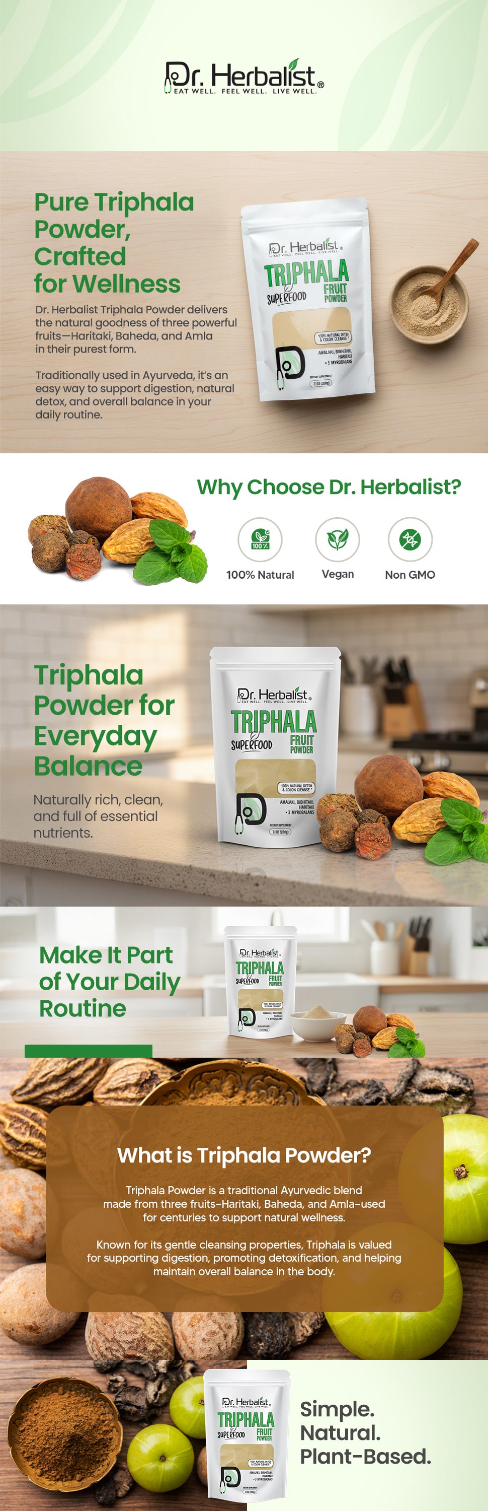 Triphala Powder 200g — Single-Blend Amla, Bibhitaki & Haritaki (Three-Fruit Blend) | Digestive Wellness | Halal, No Fillers — feature 1