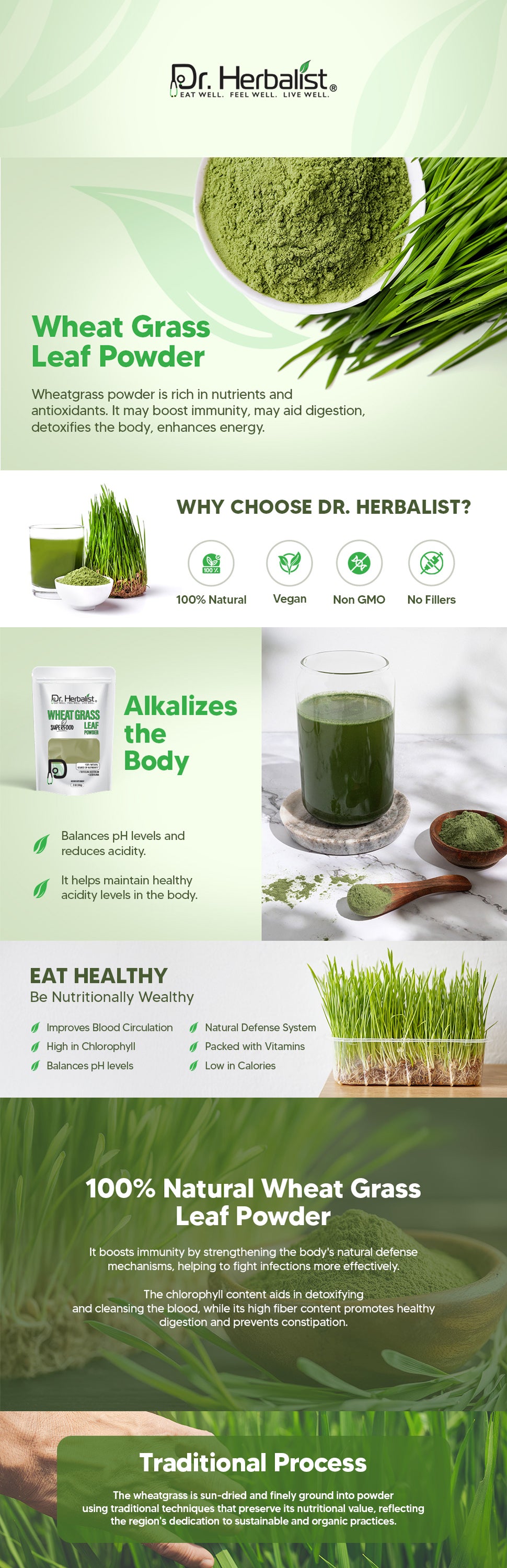 Wheat Grass Powder 200g — Single-Ingredient Triticum Aestivum | Natural Chlorophyll | Halal, No Fillers — feature 1
