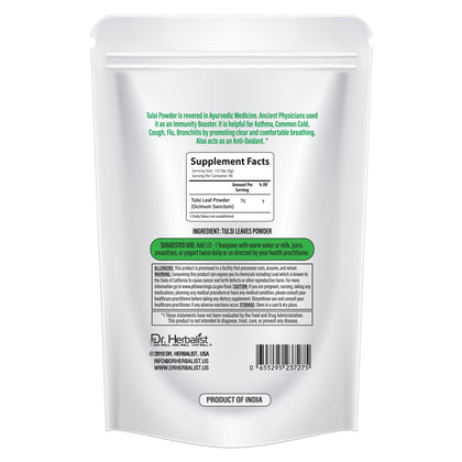Tulsi (Holy Basil) Powder 200g, Single-Ingredient Ocimum Tenuiflorum | Stress Support | Halal, No Fillers