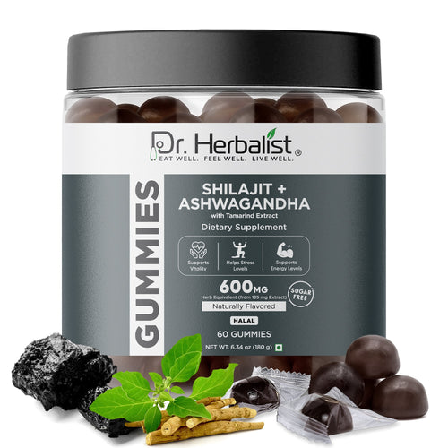 Dr. Herbalist Shilajit + Ashwagandha Gummies (60 Gummies) | Herbal Gummies for Daily Wellness