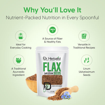 Flax Seed 400g, Whole Linum Usitatissimum | Plant Fiber & Omega-3 ALA | Halal