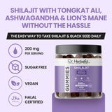 Shilajit Gummies 4-in-1 with Tongkat Ali, Ashwagandha & Lion's Mane (60 ct), Sugar-Free | Energy, Focus & Vitality | Halal view 3