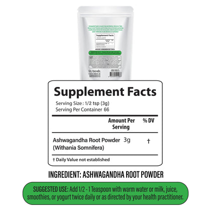 Ashwagandha Root Powder 200g, Single-Ingredient Withania Somnifera | Calm, Focus & Stress Support | Halal, No Fillers