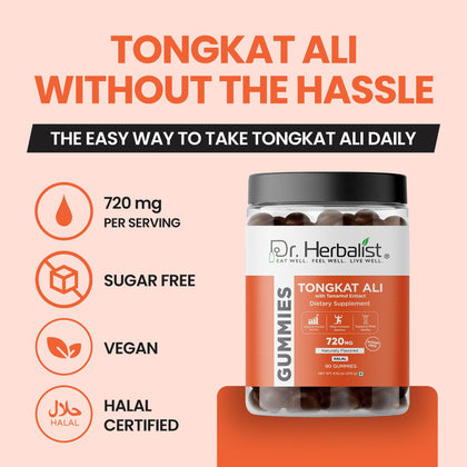 Dr. Herbalist Tongkat Ali Gummies (90 Gummies) | Herbal Gummies for Daily Wellness