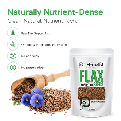 Flax Seed 400g, Whole Linum Usitatissimum | Plant Fiber & Omega-3 ALA | Halal