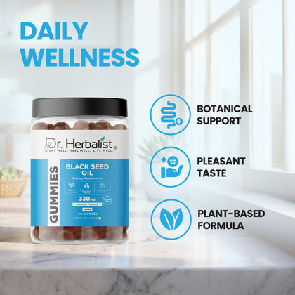 Dr. Herbalist Black Seed Oil Gummies (90 Gummies) | Nigella Sativa Gummies for Daily Wellness