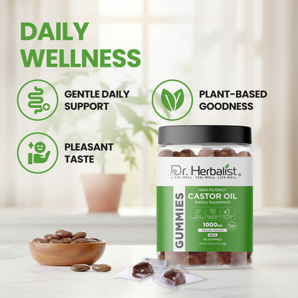 Dr. Herbalist Castor Oil Gummies (90 Gummies) | Delicious Herbal Gummies for Daily Wellness