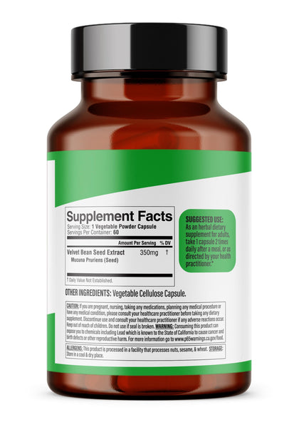 Mucuna Pruriens Extract 350mg, Kapikacchu, Velvet Bean | Supports Everyday Energy & Well-Being | Halal, 60 Capsules