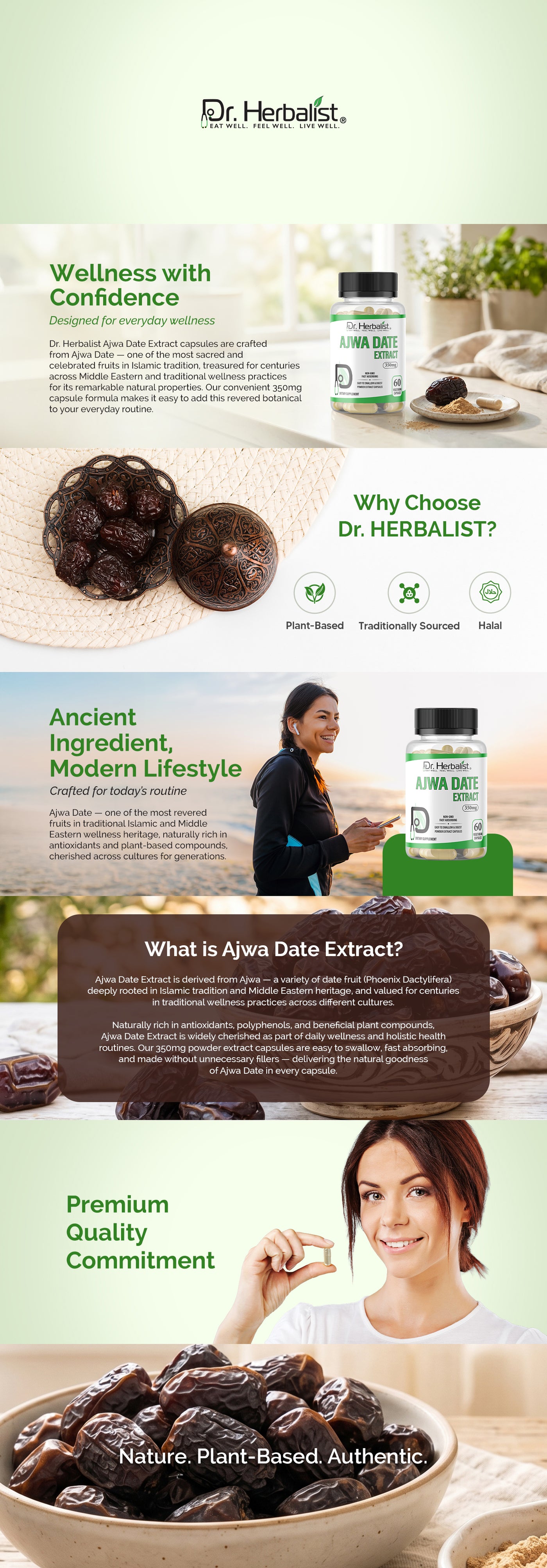 Ajwa Date Extract 350mg, Phoenix Dactylifera Capsules | Treasured in Traditional Wellness | Halal, Capsules — feature 1