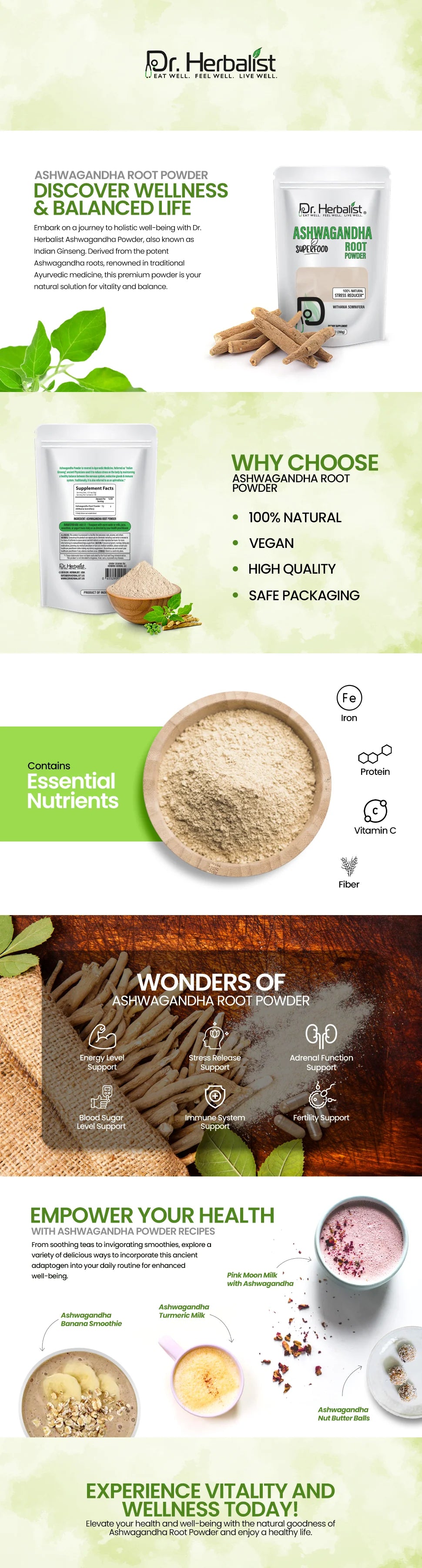 Ashwagandha Root Powder 200g — Single-Ingredient Withania Somnifera | Calm, Focus & Stress Support | Halal, No Fillers — feature 1