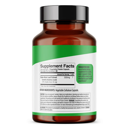 Gotu Kola Capsules, Centella Asiatica, Herb of Longevity | Treasured in Traditional Wellness | Halal, Capsules