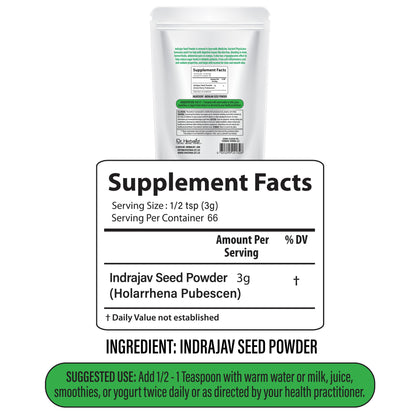 Inderju (Kutaja) Powder 200g, Single-Ingredient Holarrhena Pubescens | Traditional Ayurvedic Wellness | Halal, No Fillers