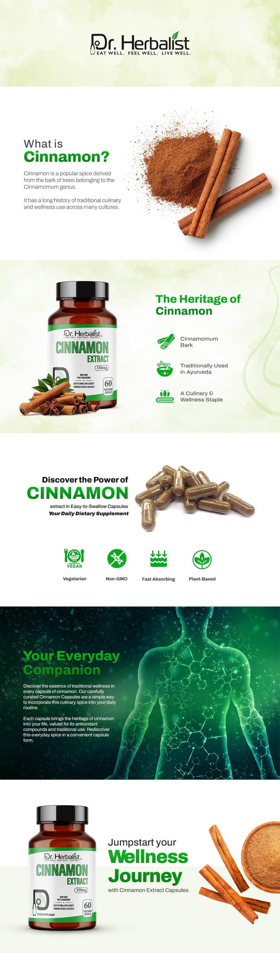 Cinnamon Extract Capsules 350mg, Single-Ingredient Cinnamon Bark | Treasured in Traditional Wellness | Halal, Capsules — feature 1