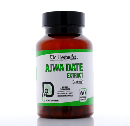 Ajwa Date Extract 350mg, Phoenix Dactylifera Capsules | Treasured in Traditional Wellness | Halal, Capsules