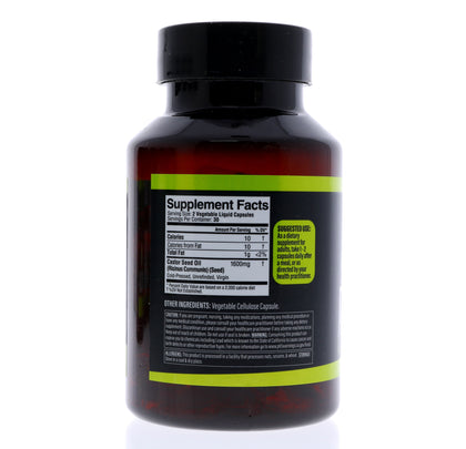 Castor Oil Capsules 1600mg, Cold-Pressed, Hexane-Free | Mess-Free Self-Care | 60 Halal Softgels