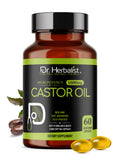 Castor Oil Capsules 1600mg, Cold-Pressed, Hexane-Free | Mess-Free Self-Care | 60 Halal Softgels