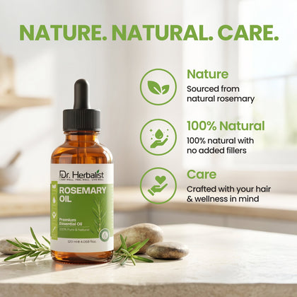 Dr. Herbalist Rosemary Oil 120mL | Multipurpose Oil for Hair Care, Scalp Massage & Aromatherapy