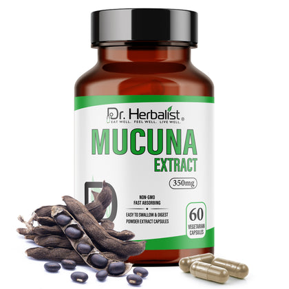 Mucuna Pruriens Extract 350mg, Kapikacchu, Velvet Bean | Supports Everyday Energy & Well-Being | Halal, 60 Capsules