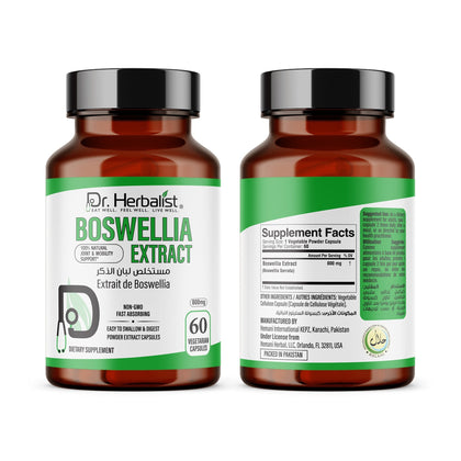 Boswellia Extract 800mg, Boswellia Serrata Powder Capsules | Indian Frankincense (Shallaki) | Halal, 60 Veg Caps