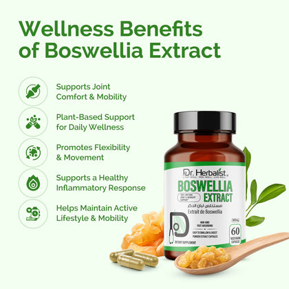 Boswellia Extract 800mg, Boswellia Serrata Powder Capsules | Indian Frankincense (Shallaki) | Halal, 60 Veg Caps